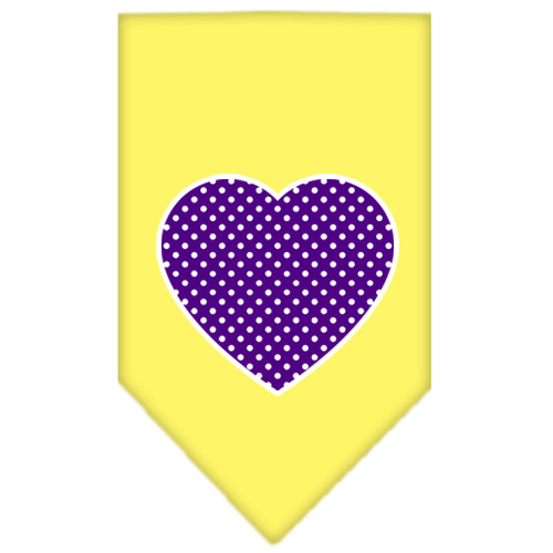Purple Swiss Dot Heart Screen Print Bandana Yellow Small